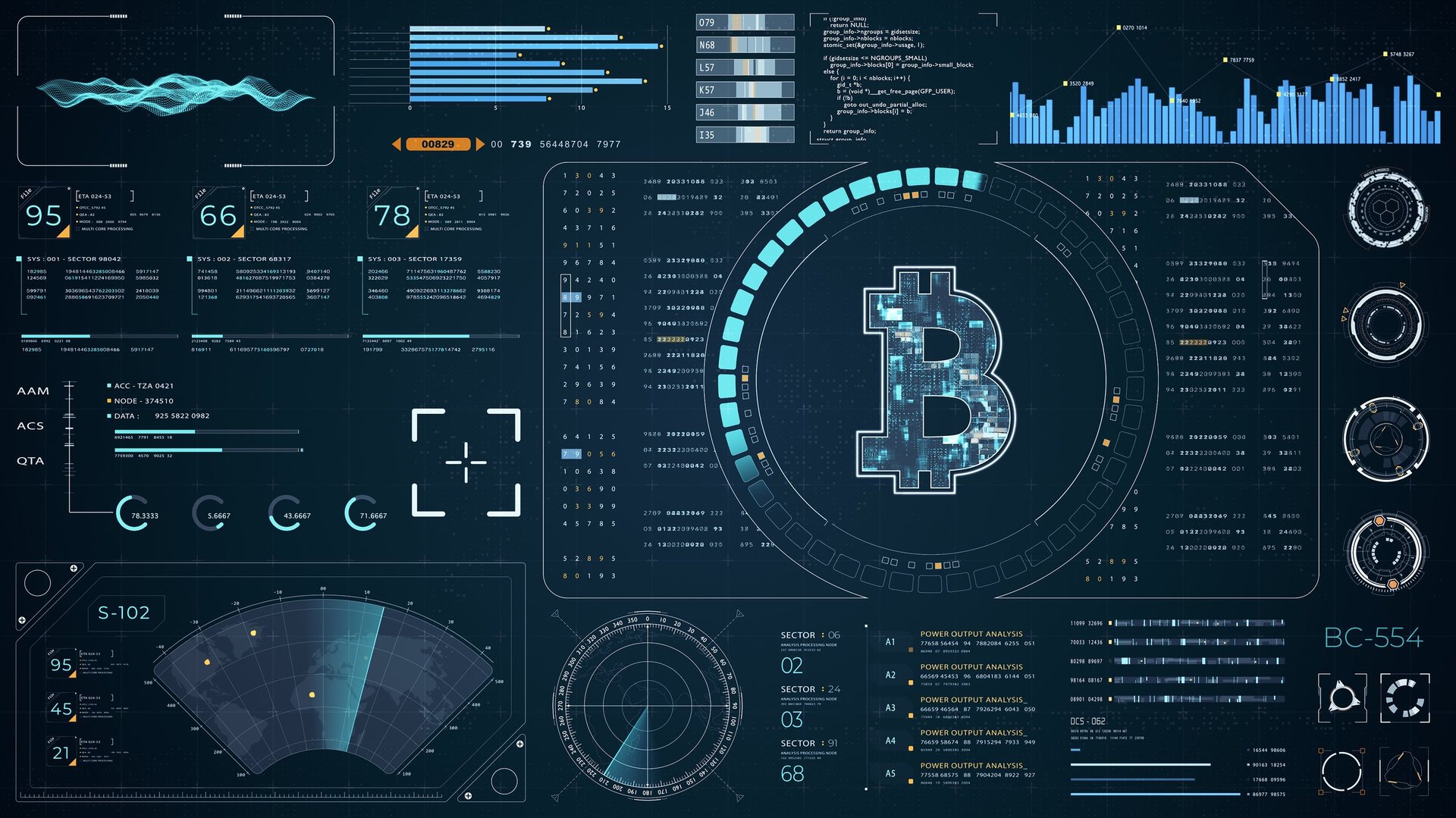 Futuristic crypto technology dashboard